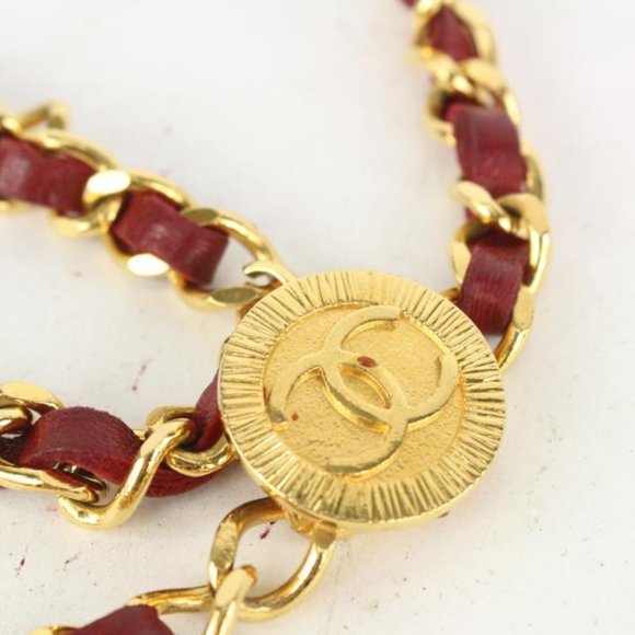 Chanel Red x Gold Interlaced CC Logo Triple Chain main image 8